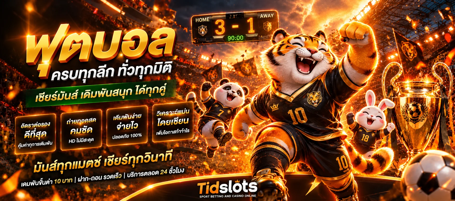 แบนเนอร์ Tidslots กีฬา ฟุตบอล และผลบอลสด